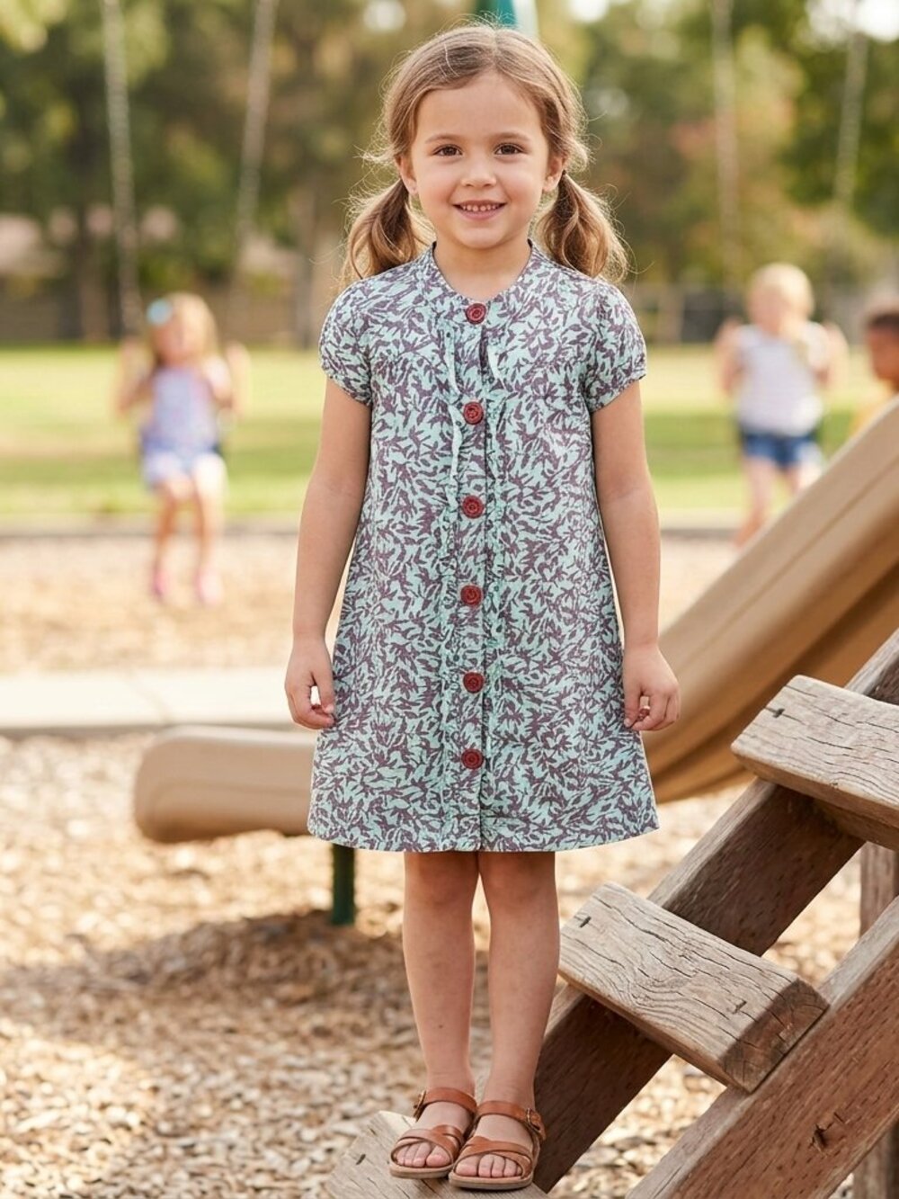 MATILDA JANE You & Me June Bug Lap Midi Dress Buttoned Front Purple/Teal Girls 6